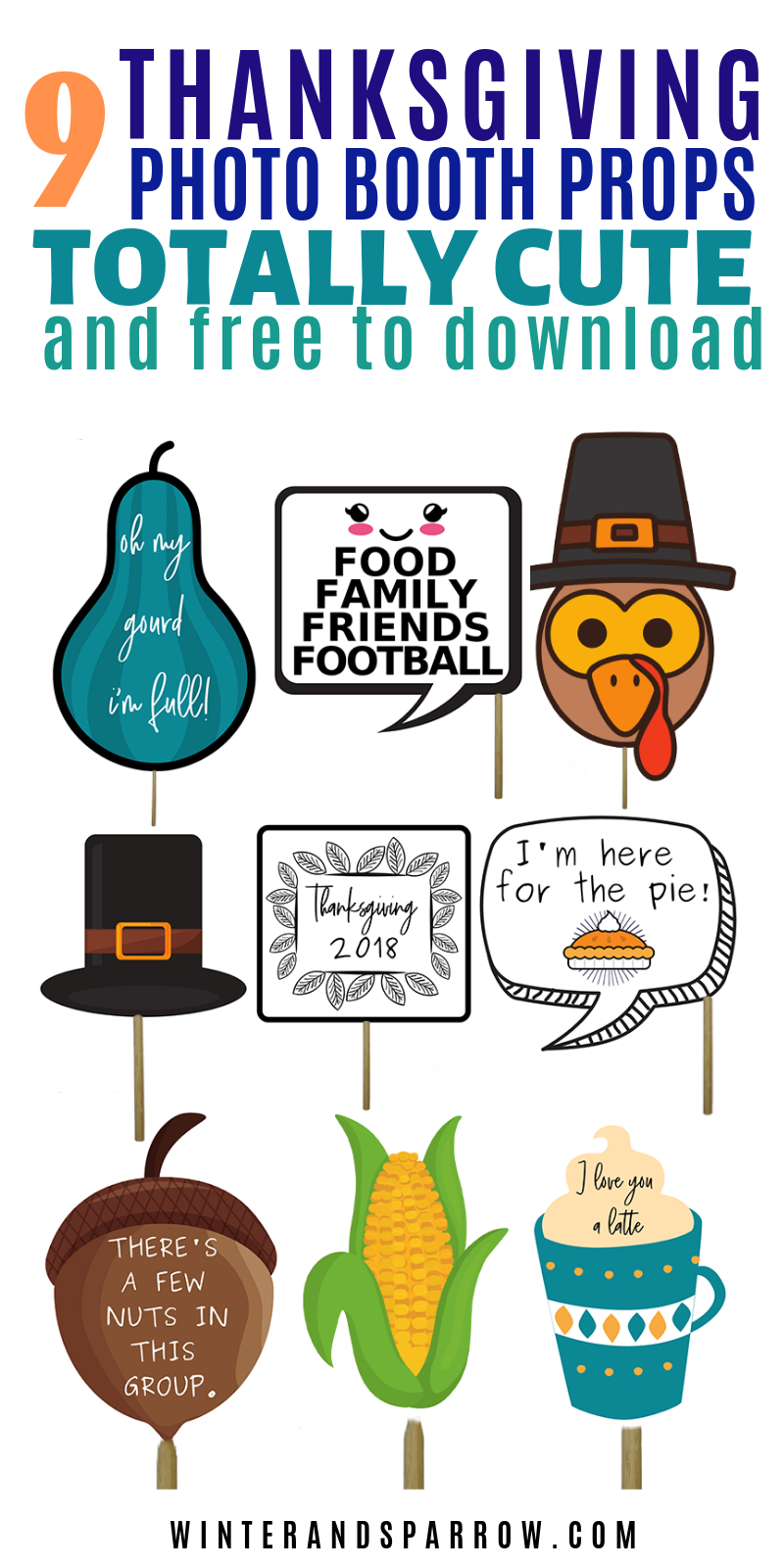 9 Totally Cute Thanksgiving Photo Booth Props (Free Download - Free Printable Thanksgiving Photo Props