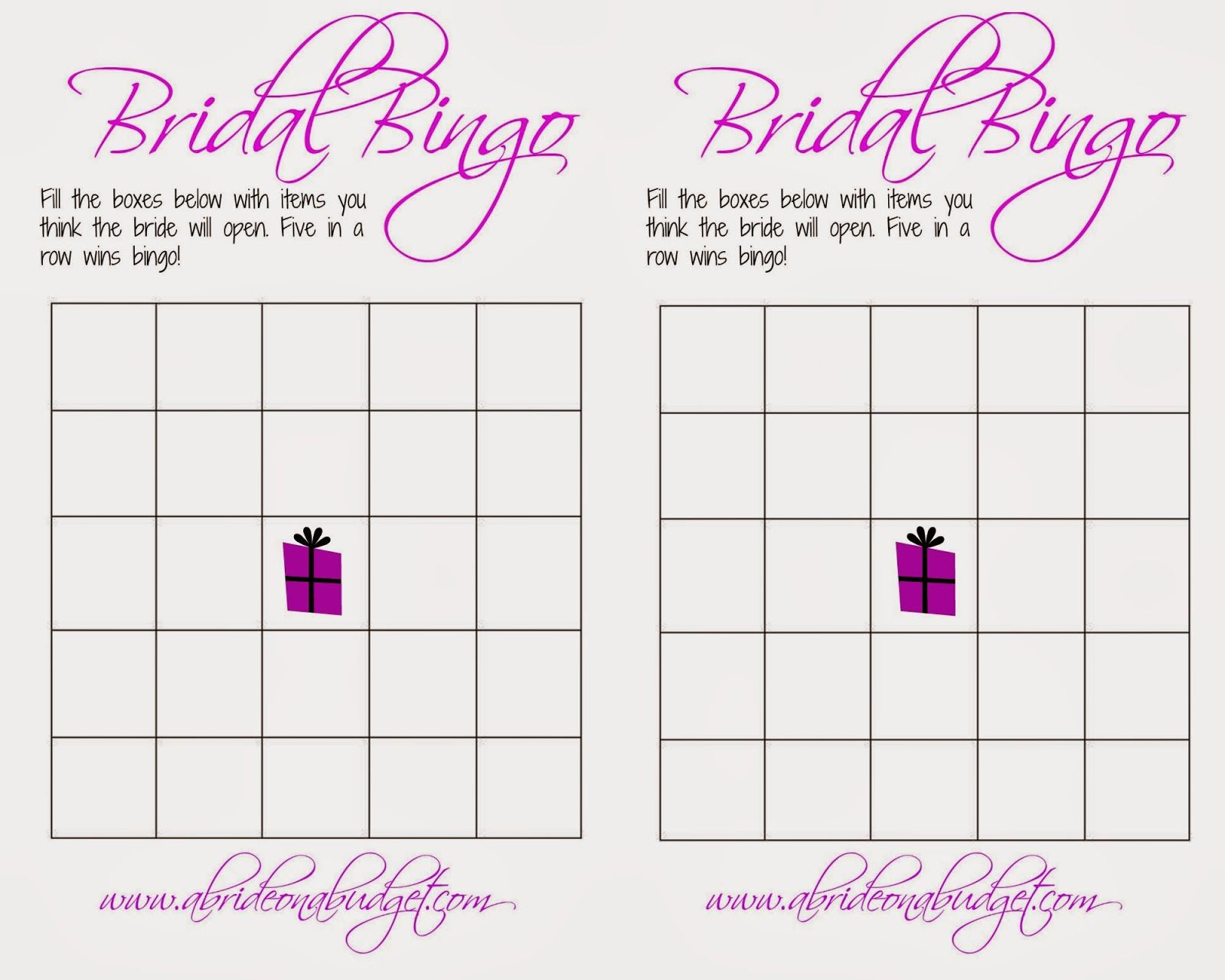 A Bride On A Budget | Bridal Shower Ideas | Pinterest | Bridal - Free Printable Bridal Shower Blank Bingo Games