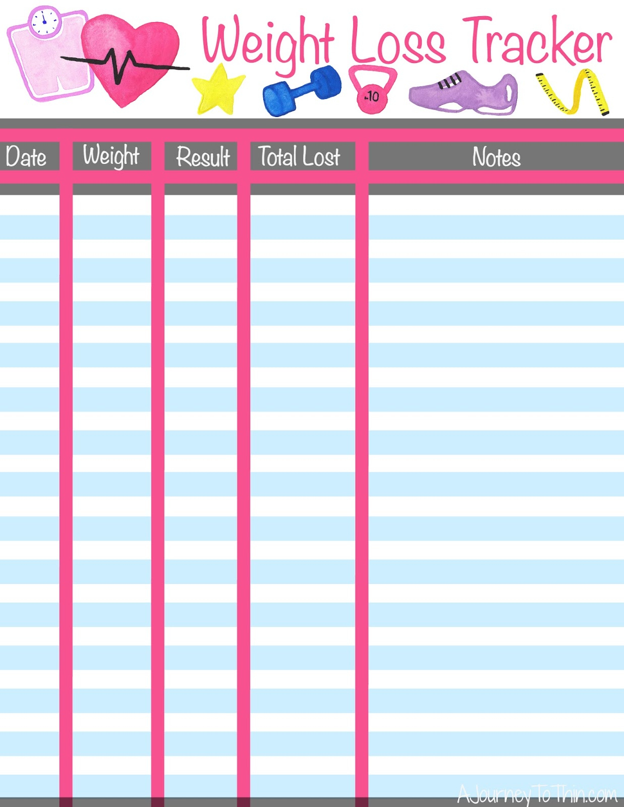 A Journey To Thin: Weight Loss Tracker Free Printable - Free Printable Weight Loss Tracker Chart