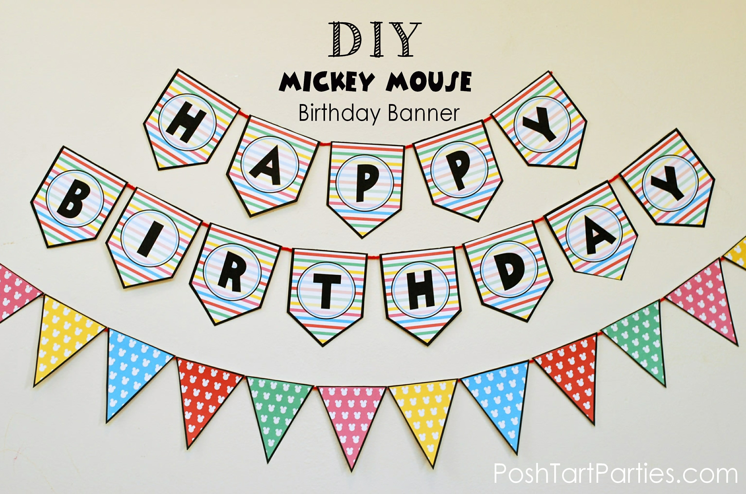 A Mickey And Minnie Mouse Party – Free Printable Happy Birthday - Free Printable Happy Birthday Banner