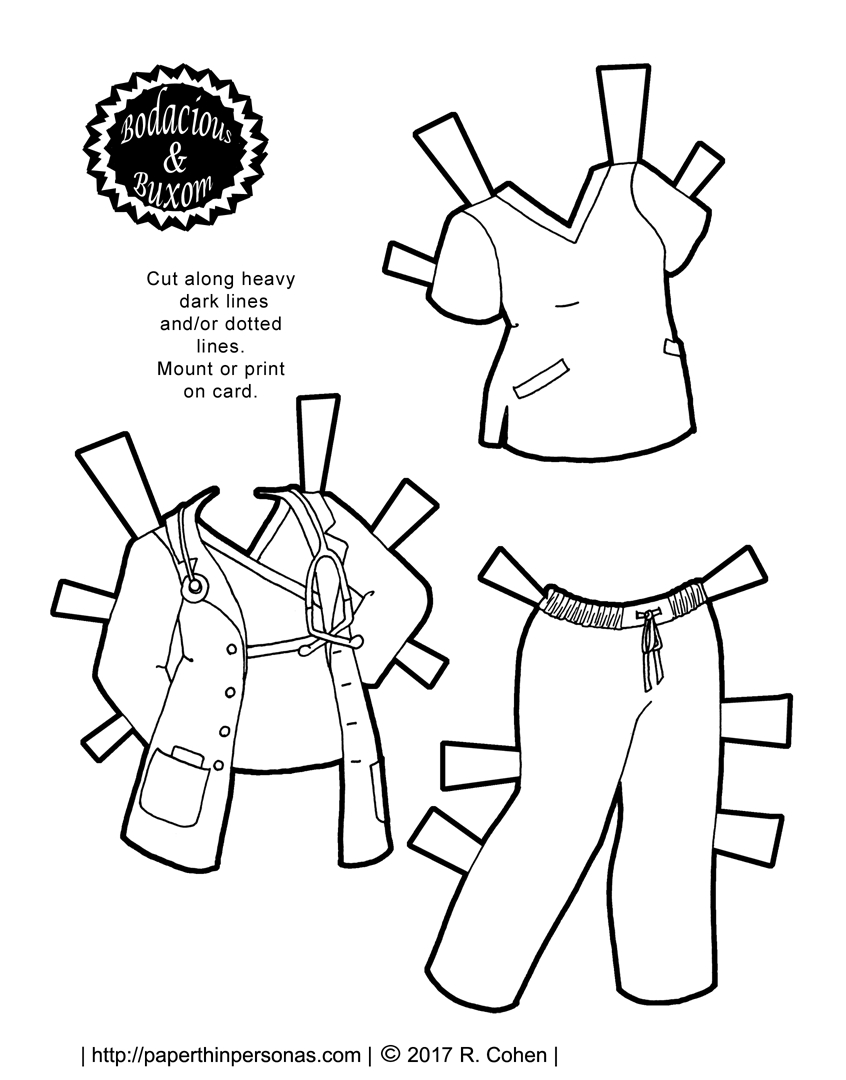 A Nurse Or Doctor Paper Doll Outfit To Print For Free | Paper Dolls - Free Printable Paper Dolls