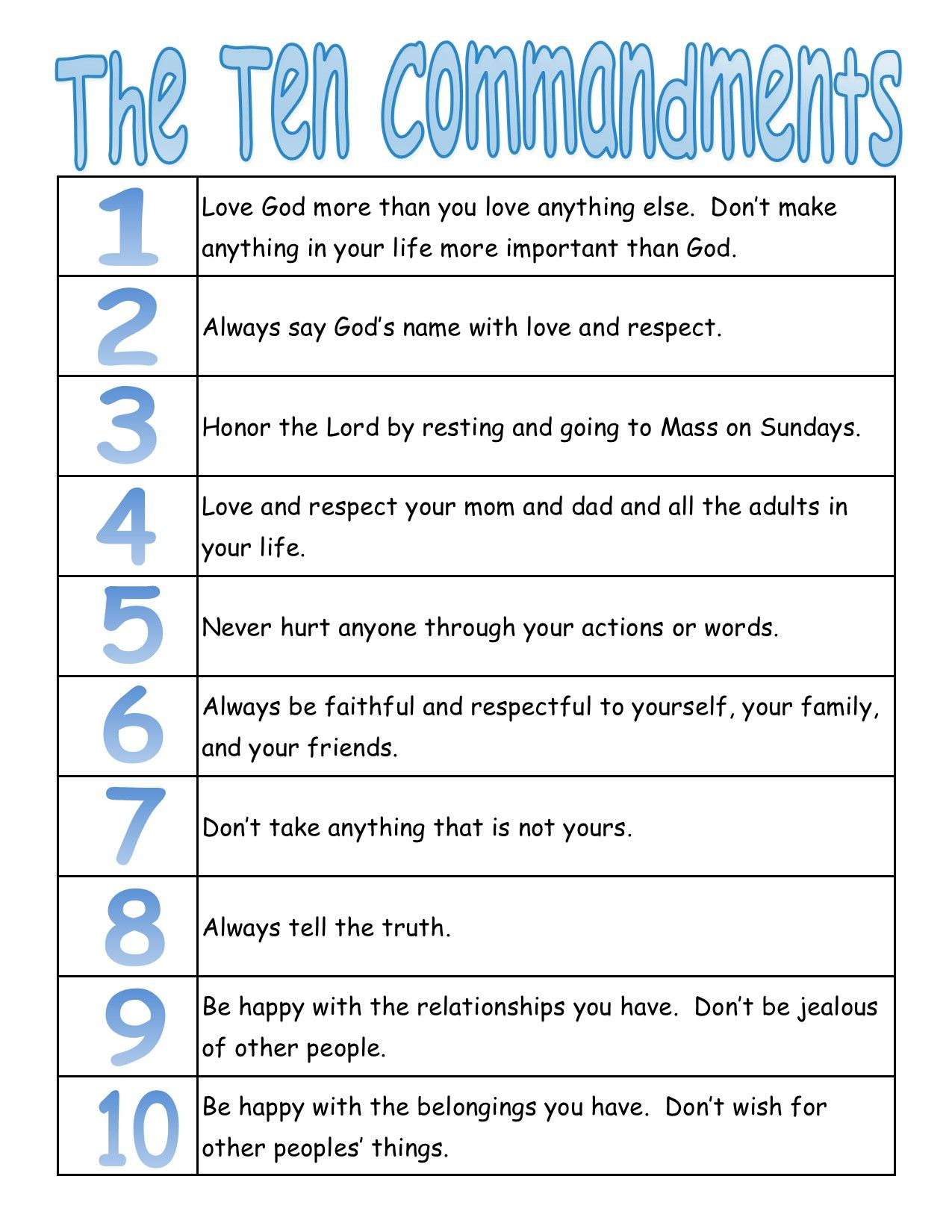 A True Catholic Version Of The Ten Commandments, For Kids | The Bible - Free Catholic Ten Commandments Printable