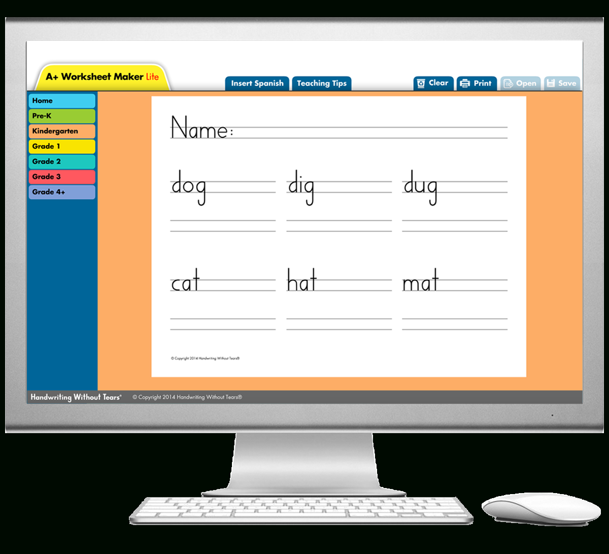 A+ Worksheet Maker Lite | Learning Without Tears - Handwriting Without Tears Worksheets Free Printable