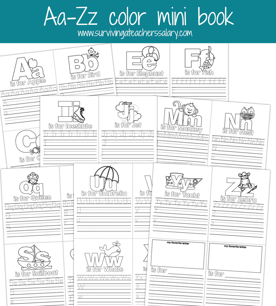 Aa-Zz Alphabet Letter Mini Color Book Practice Printable - Free Printable Mini Books