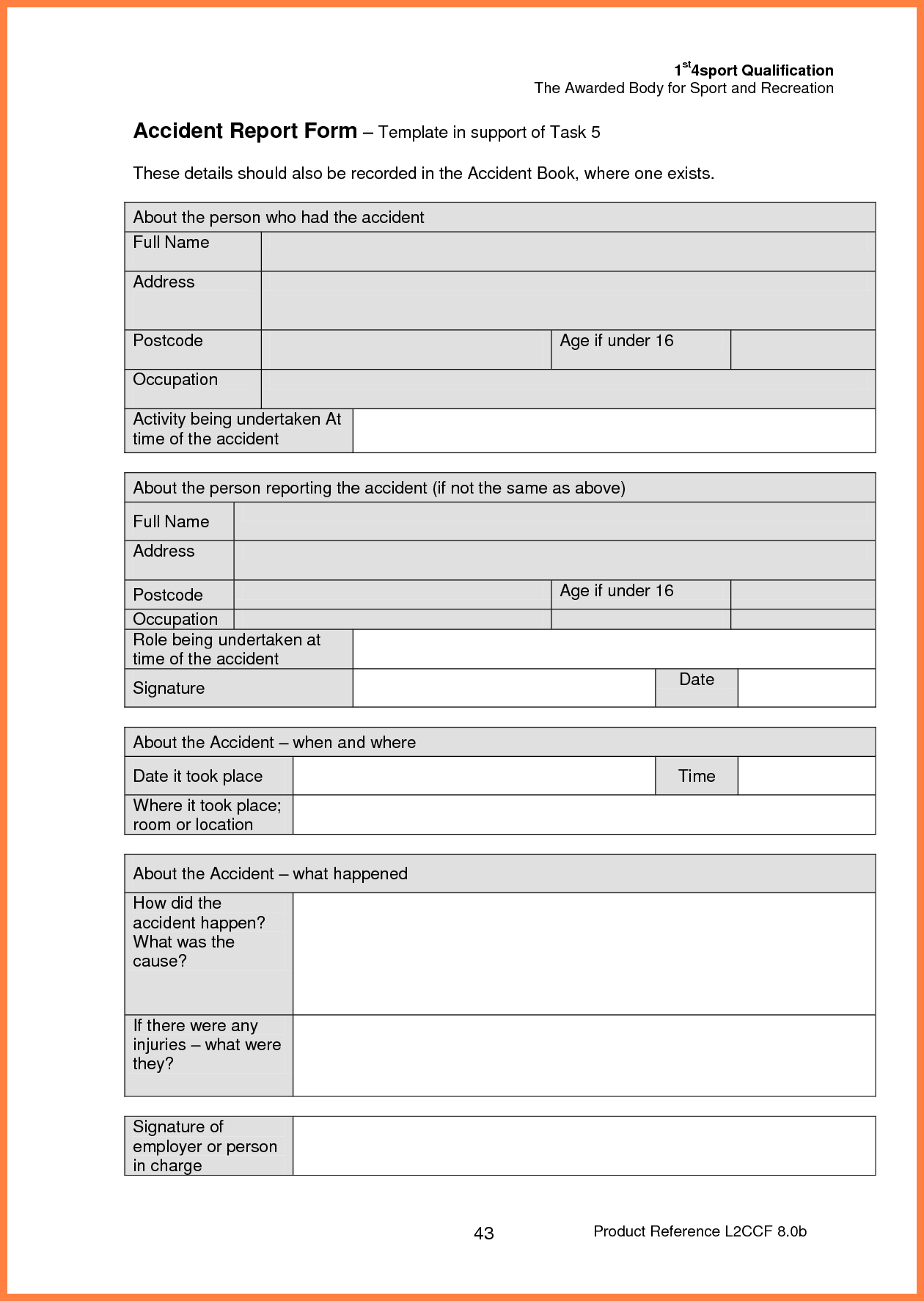 Accident Investigation Form Motor Vehicle Report Template New Of - Free Printable Incident Report Form