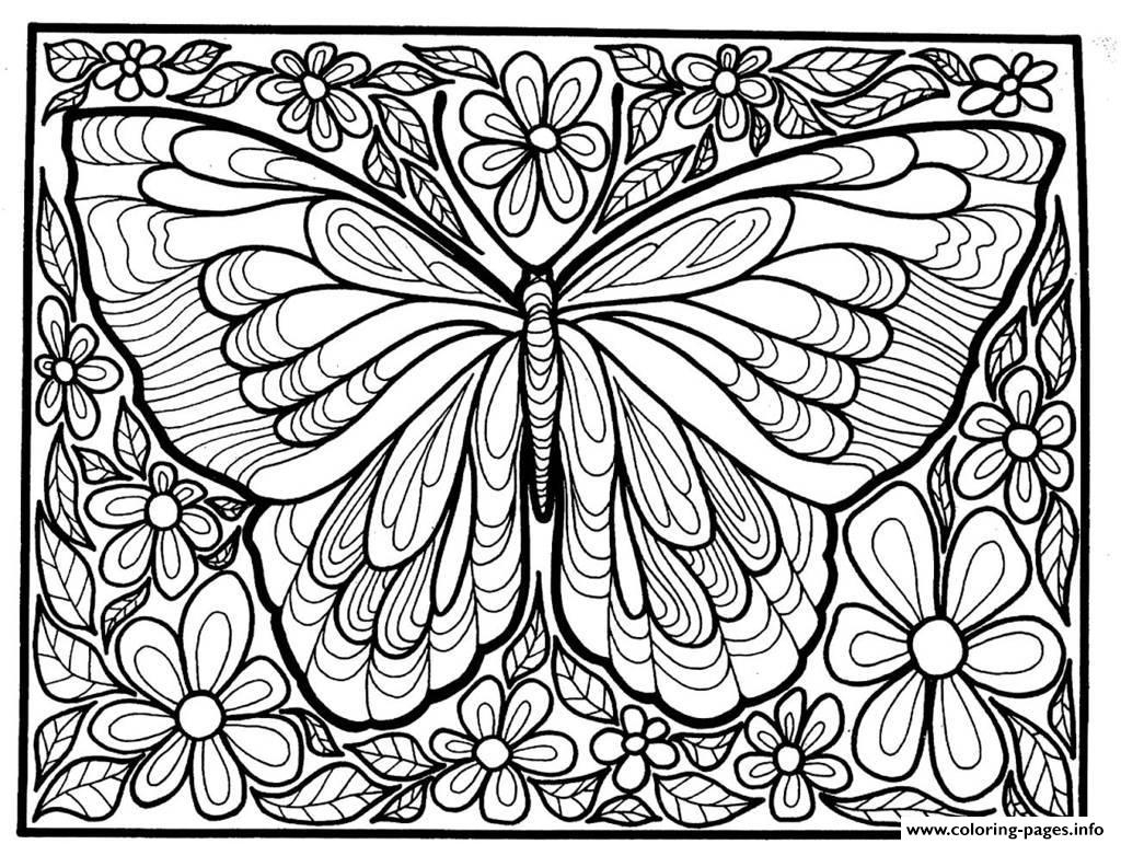 Adult Difficult Big Butterfly Coloring Pages Printable - Free Printable Butterfly Coloring Pages