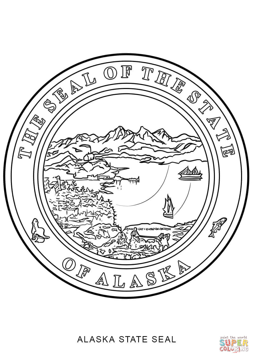 Alaska State Seal Coloring Page | Free Printable Coloring Pages - Free Printable Pictures Of Alaska