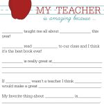 All About My Teacher | For The Darlins | Teacher Appreciation   All About My Teacher Free Printable