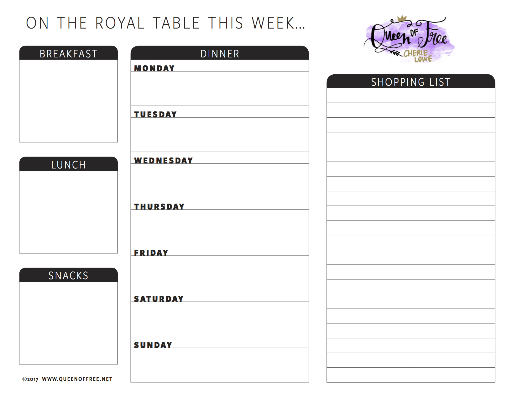 All New: Free Printable Meal Planner You Can Edit - Queen Of Free - Free Printable Meal Planner