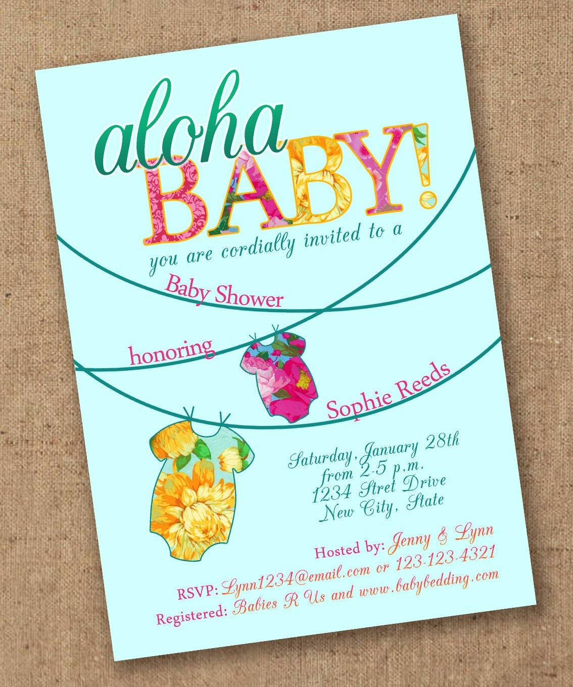 Aloha Baby Shower Invitation Luau Etsy Invitations 8 | Wadatlanta - Free Printable Luau Baby Shower Invitations