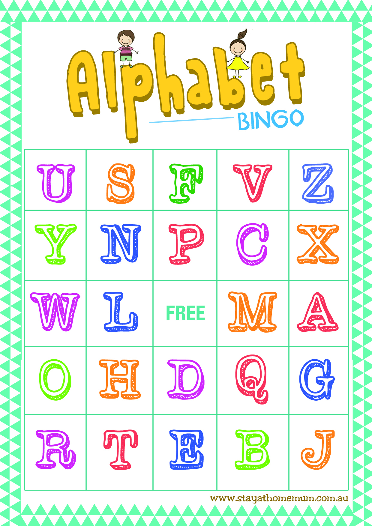 Alphabet Bingo Free Printable - Stay At Home Mum - Free Printable Alphabet Bingo Cards