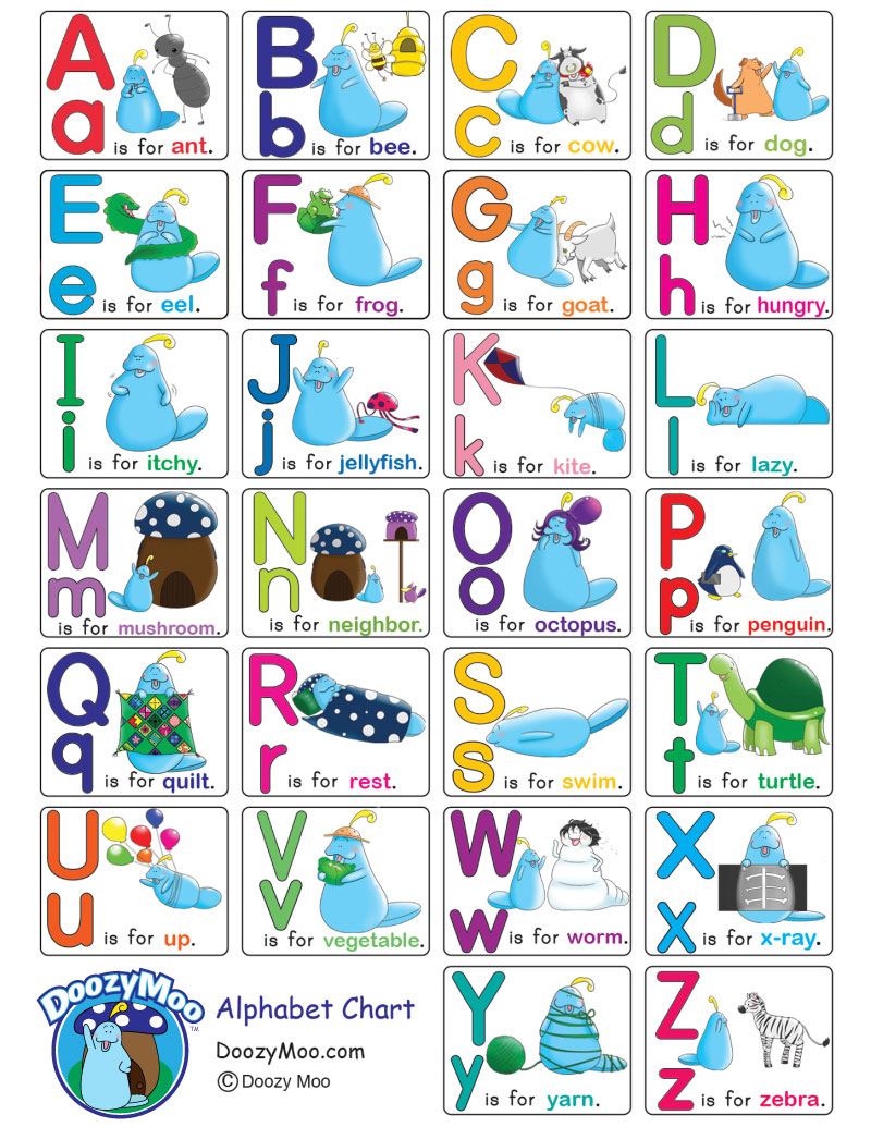 Alphabet Chart With Pictures (Free Printable) - Doozy Moo - Free Printable Alphabet Letters Upper And Lower Case