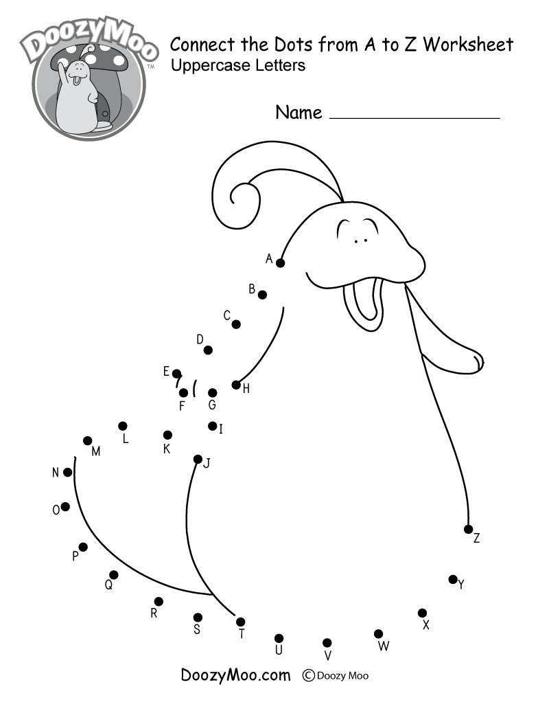 Alphabet Connect The Dots Worksheets (Free Printables) - Doozy Moo - Free Printable Alphabet Dot To Dot Worksheets