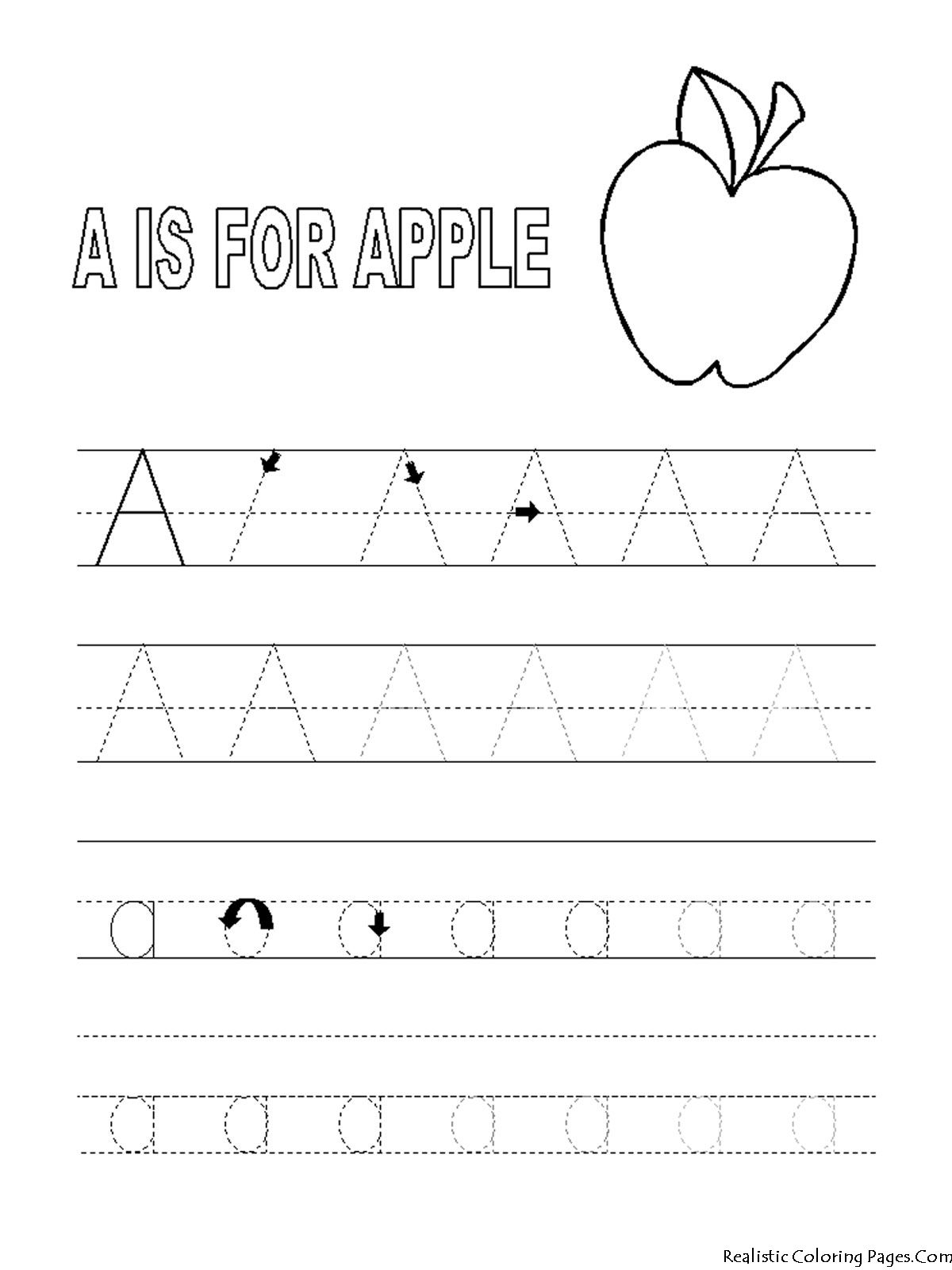 Alphabet Tracer Pages A For Apple | Coloring Pages | Pinterest - Free Printable Preschool Name Tracer Pages