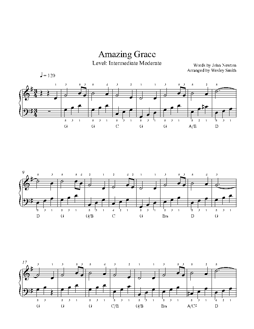 Amazing Gracetraditional Piano Sheet Music | Intermediate Level - Free Printable Sheet Music For Piano