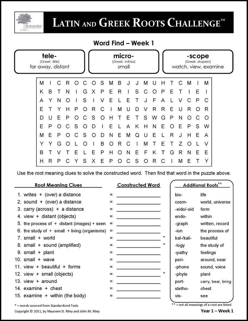Amazing Latin And Greek Roots Challenge Vocabulary Through Root - Free Printable Greek And Latin Roots