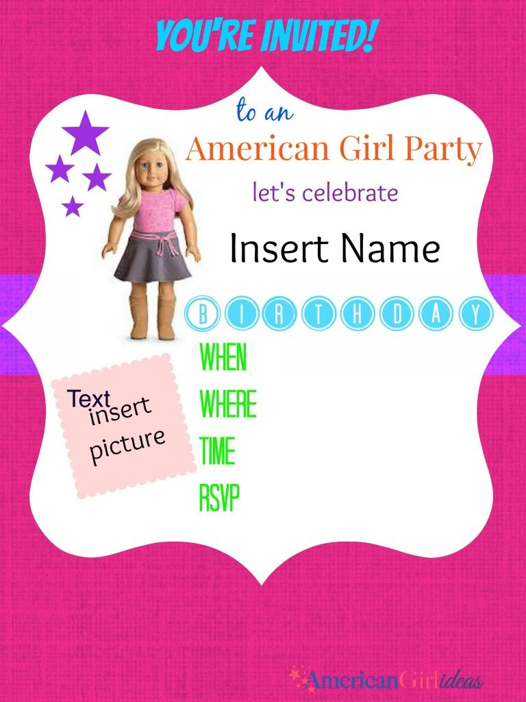 American Girl Birthday Party Invitations: Free Printables | Ag Doll - Free Printable Girl Birthday Invitations