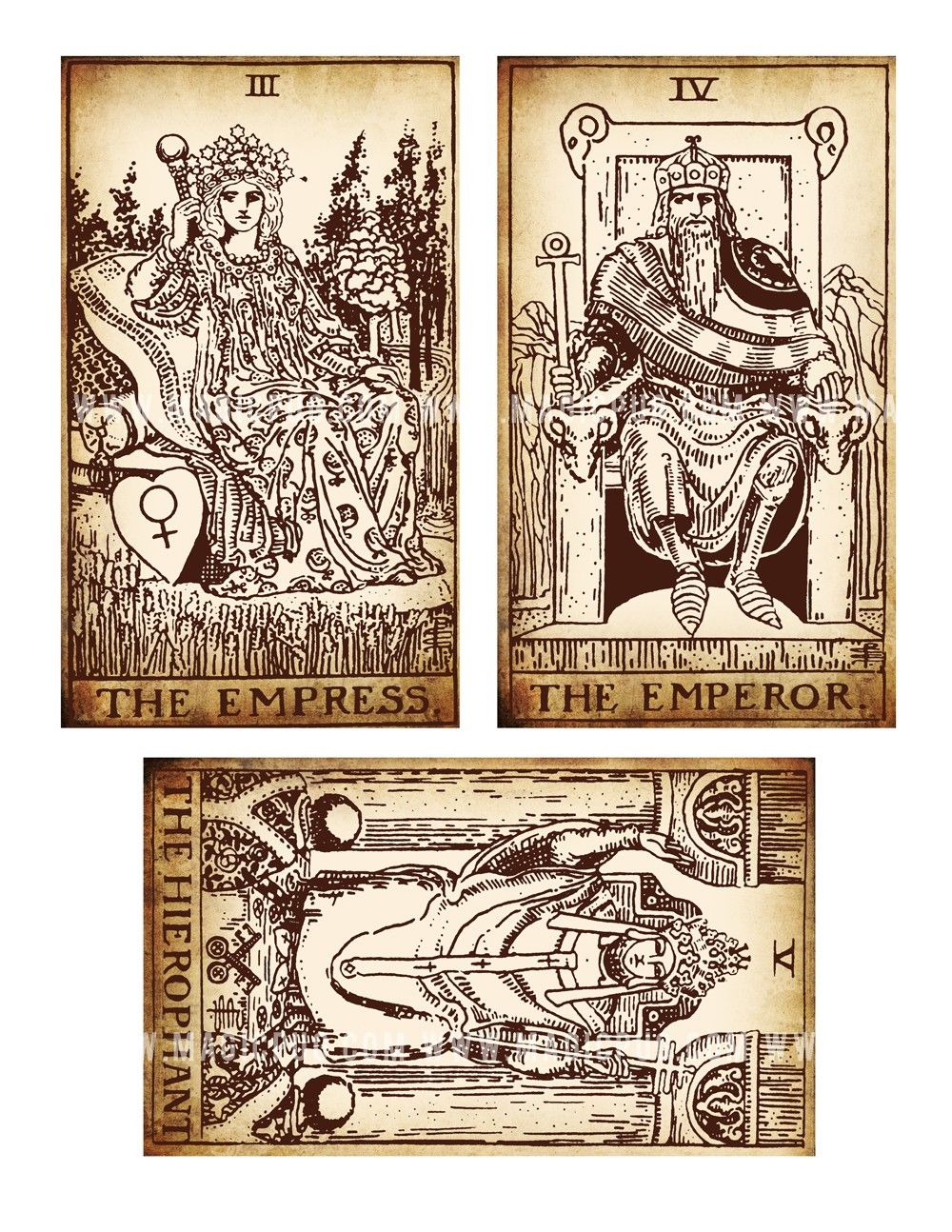 Antique Printable Tarot Pdf Digital Collage Sheet Altered Art - Free Printable Tarot Cards