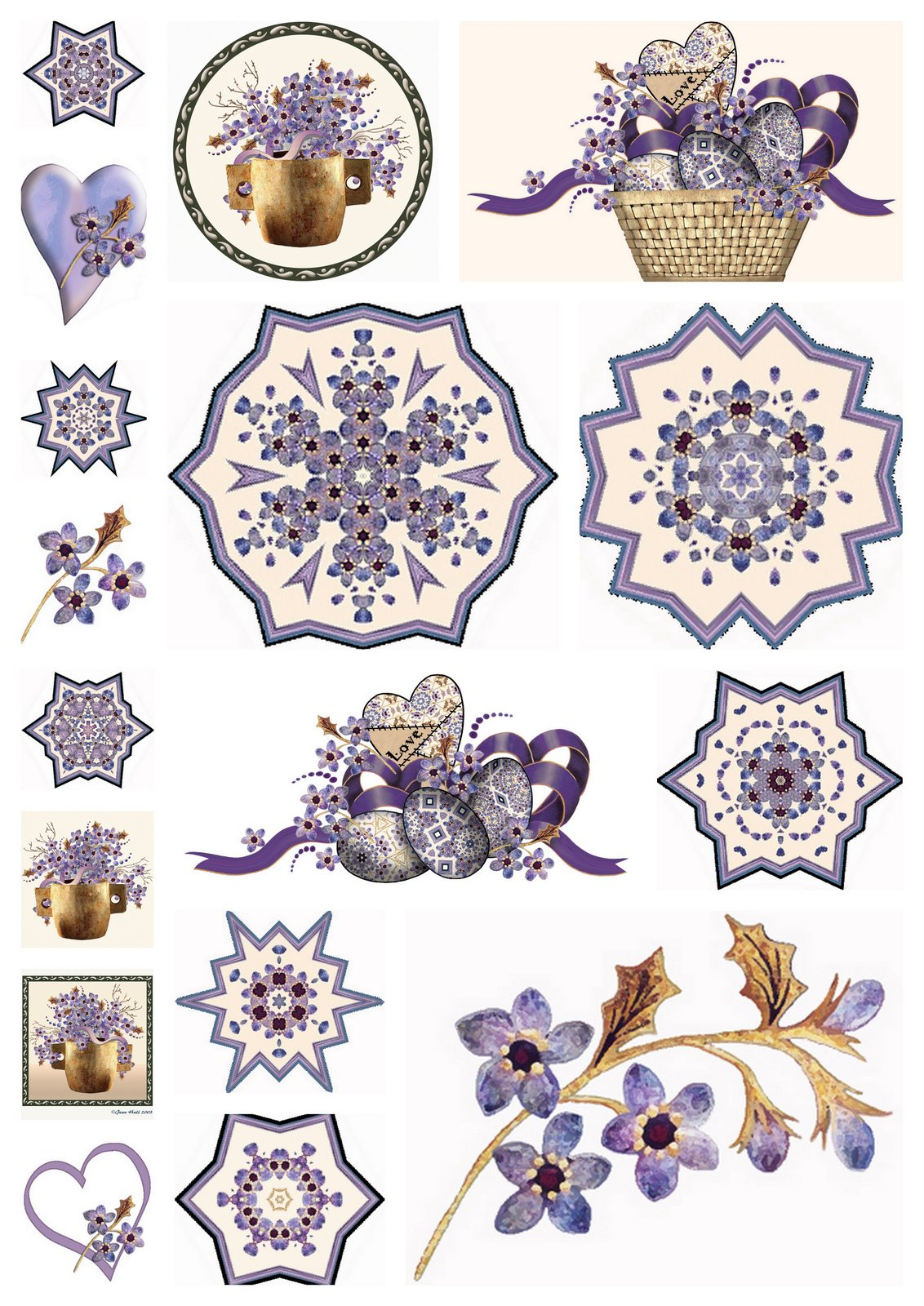Artbyjean - Purple Wood Roses: Scrapbook Embellishments - Free Printable Scrapbook Decorations
