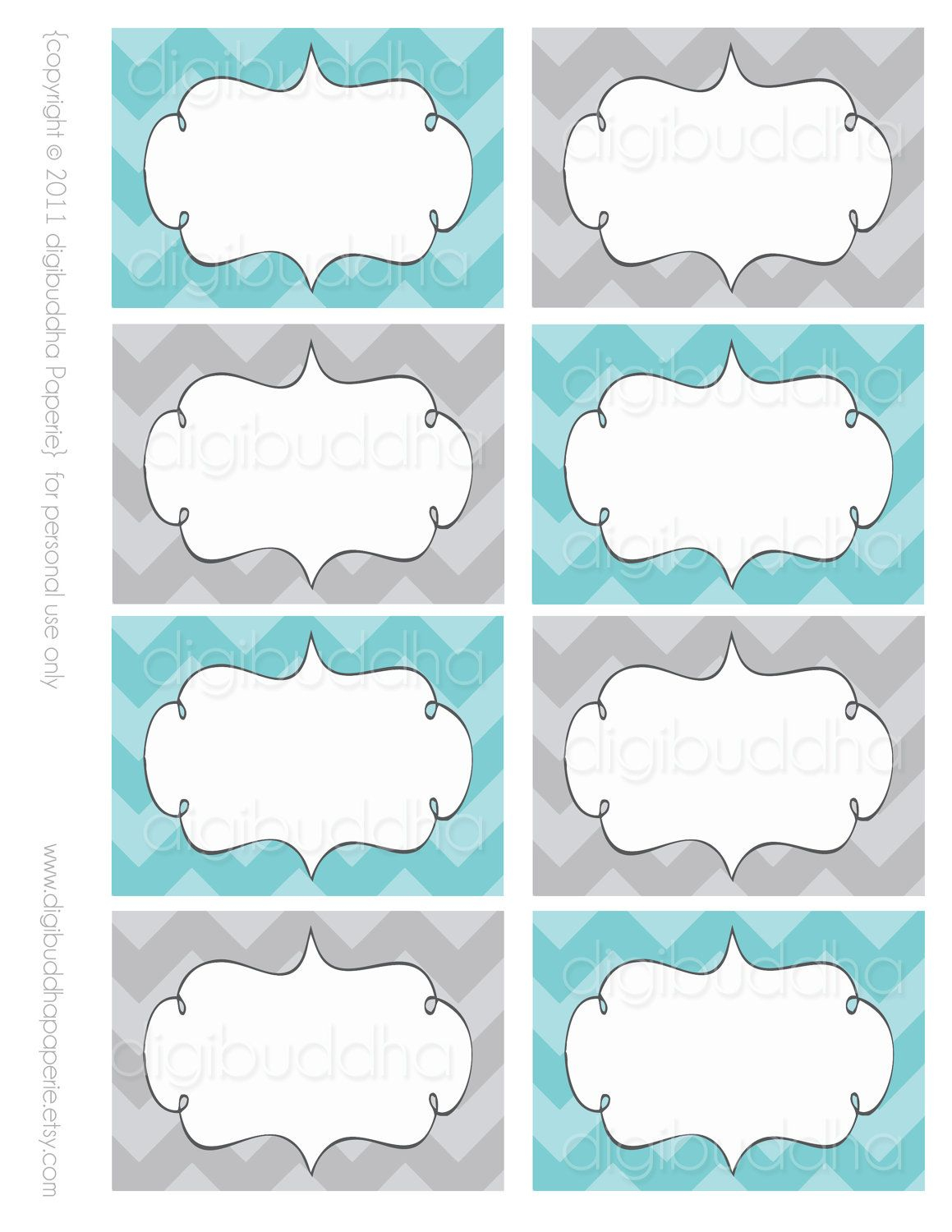 Ava Modern Chevron Candy Buffet Food Mailing Labels Cards. Printable - Free Printable Buffet Food Labels