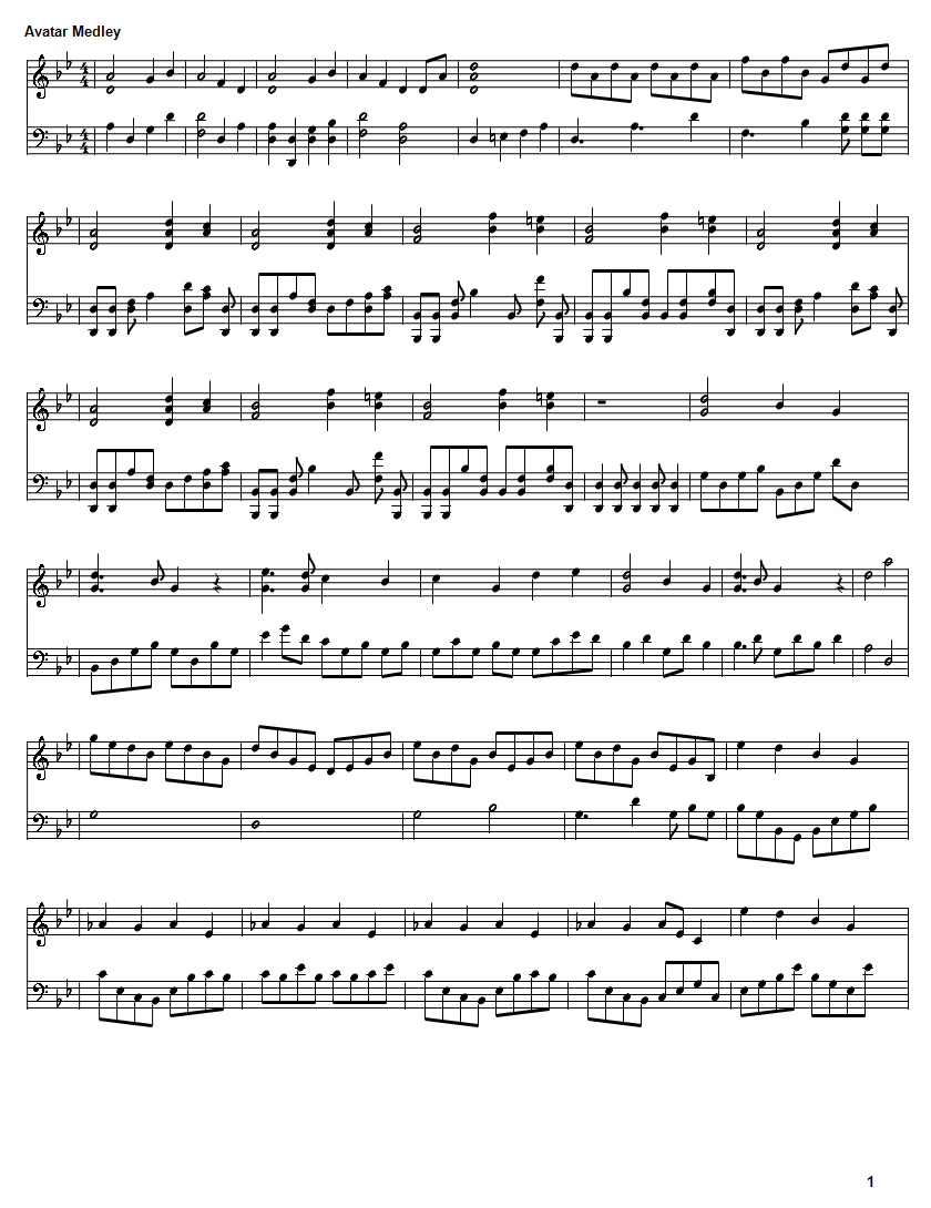 Avatar Medley Sheet Music : Free Download, Borrow, And Streaming - Free Sheet Music For Clarinet Printable