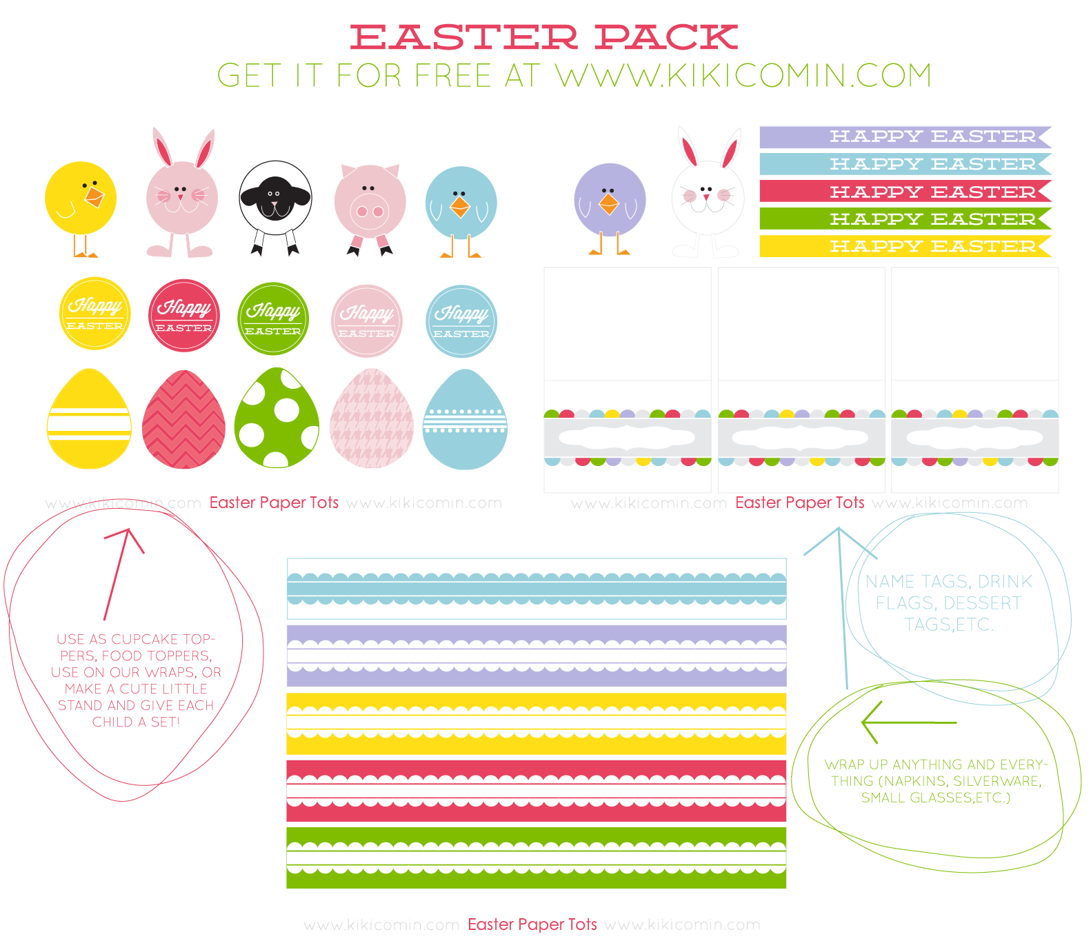 Awesome Free Easter Pack At Kiki And Company. Includes Food Toppers - Free Easter Name Tags Printable