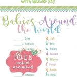Baby Around The World   Baby Shower Game. Free Printable Baby Shower   Free Printable Baby Shower Games With Answer Key