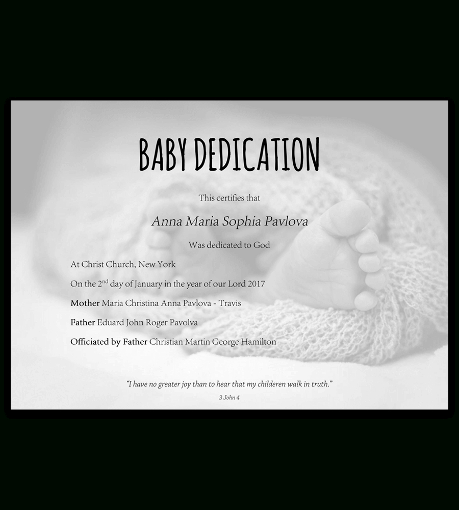 Baby Dedication Certificate Template For Word [Free Printable] - Free Printable Children&amp;#039;s Certificates Templates