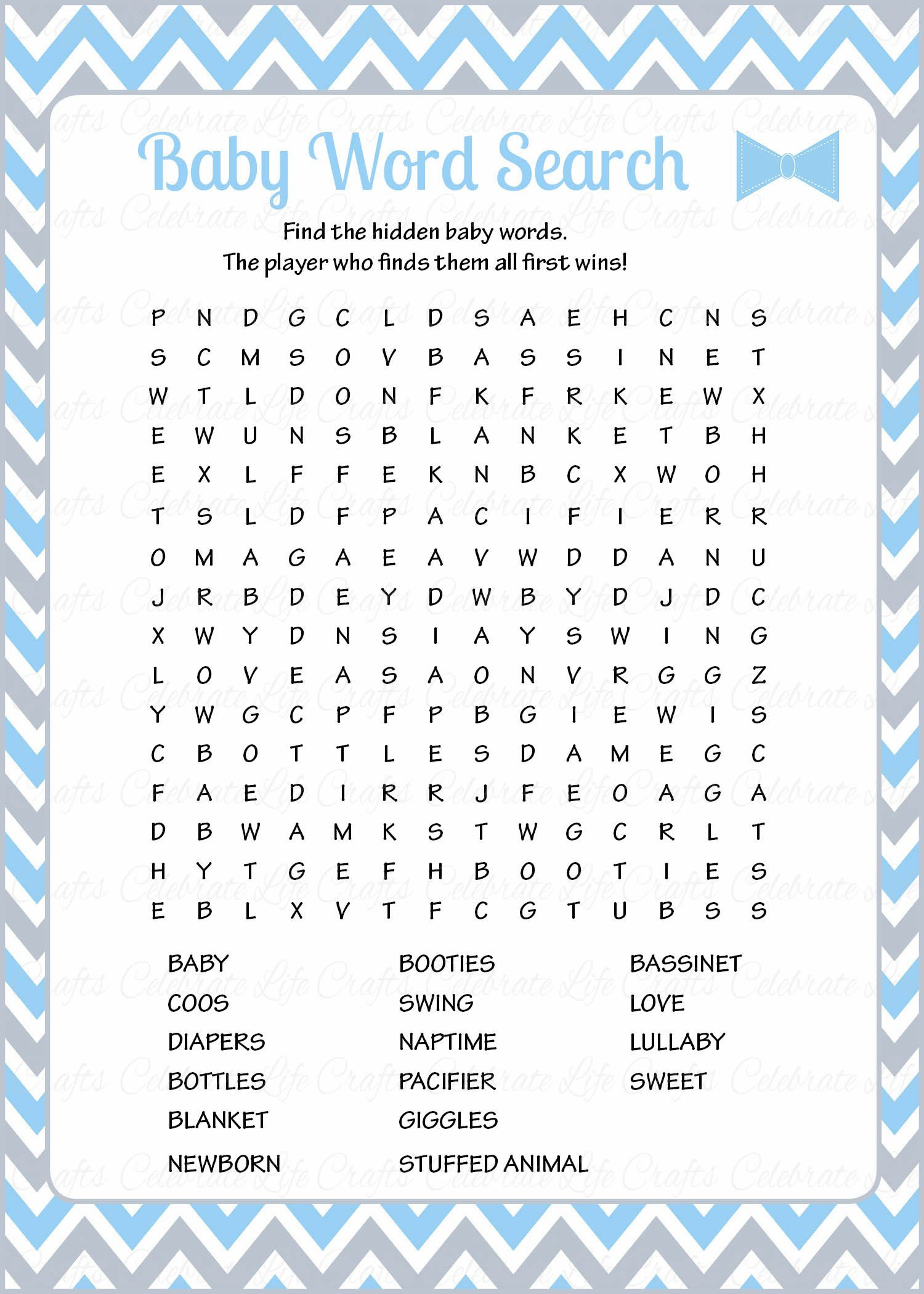 Baby Shower. Baby Shower Word Games: X Sheets Baby Shower Word - Free Printable Baby Shower Word Search