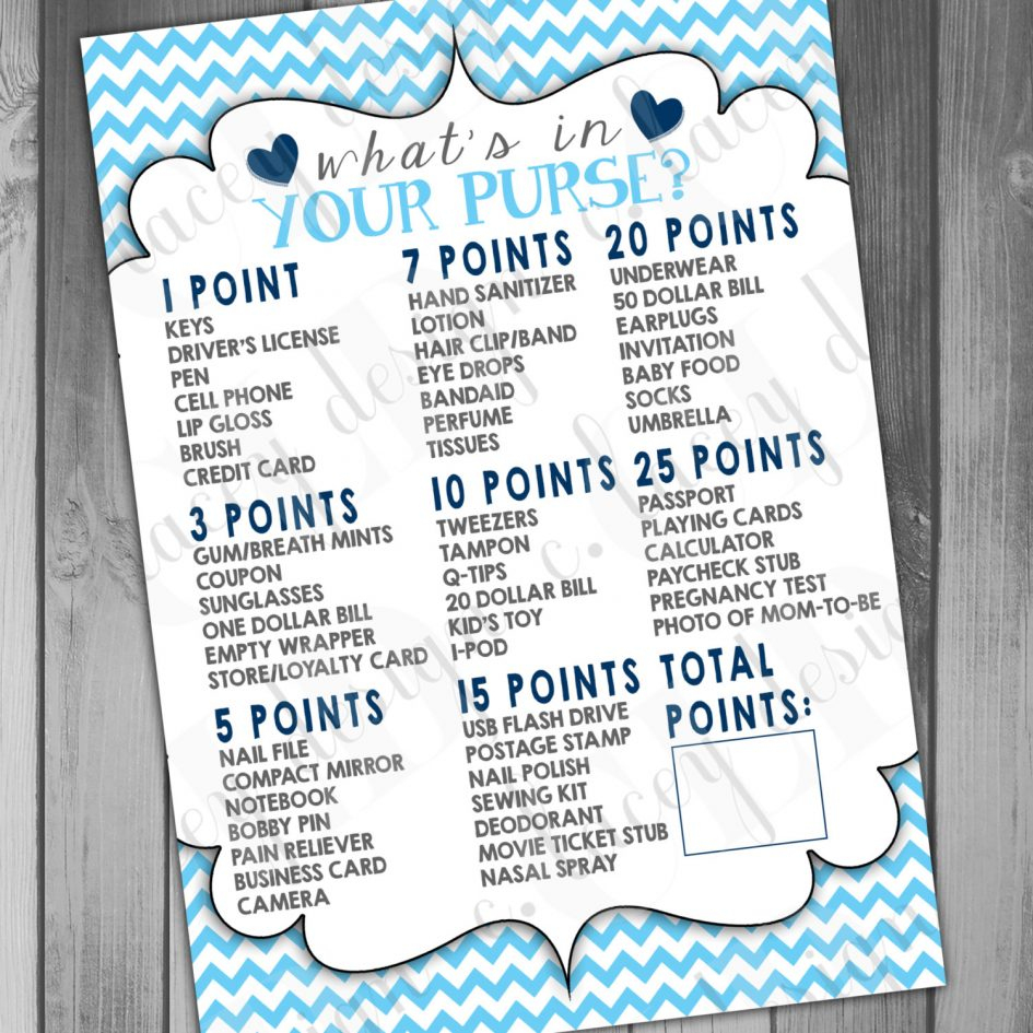 Baby Shower. Games For A Baby Shower: Baby Shower That Price Game - Free Printable Baby Shower Game What&amp;amp;#039;s In Your Purse