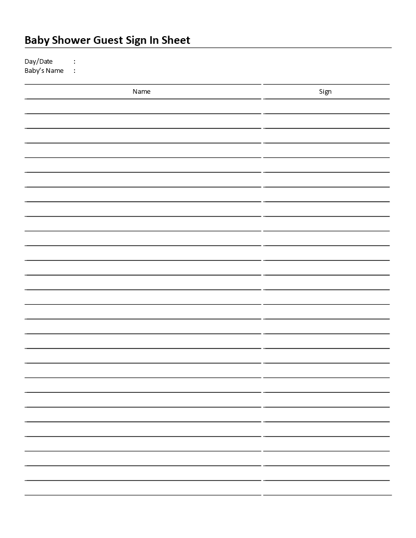 Baby Shower Guest Sign In Sheet - Download This Free Baby Shower - Free Printable Sign In Sheet