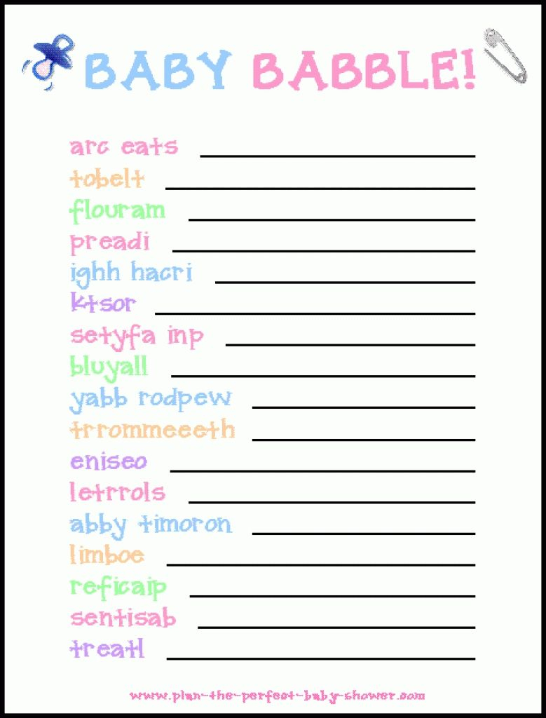 Baby Shower Word Scramble From Baby Shower Word Scramble Made Easy - Free Printable Baby Shower Word Scramble