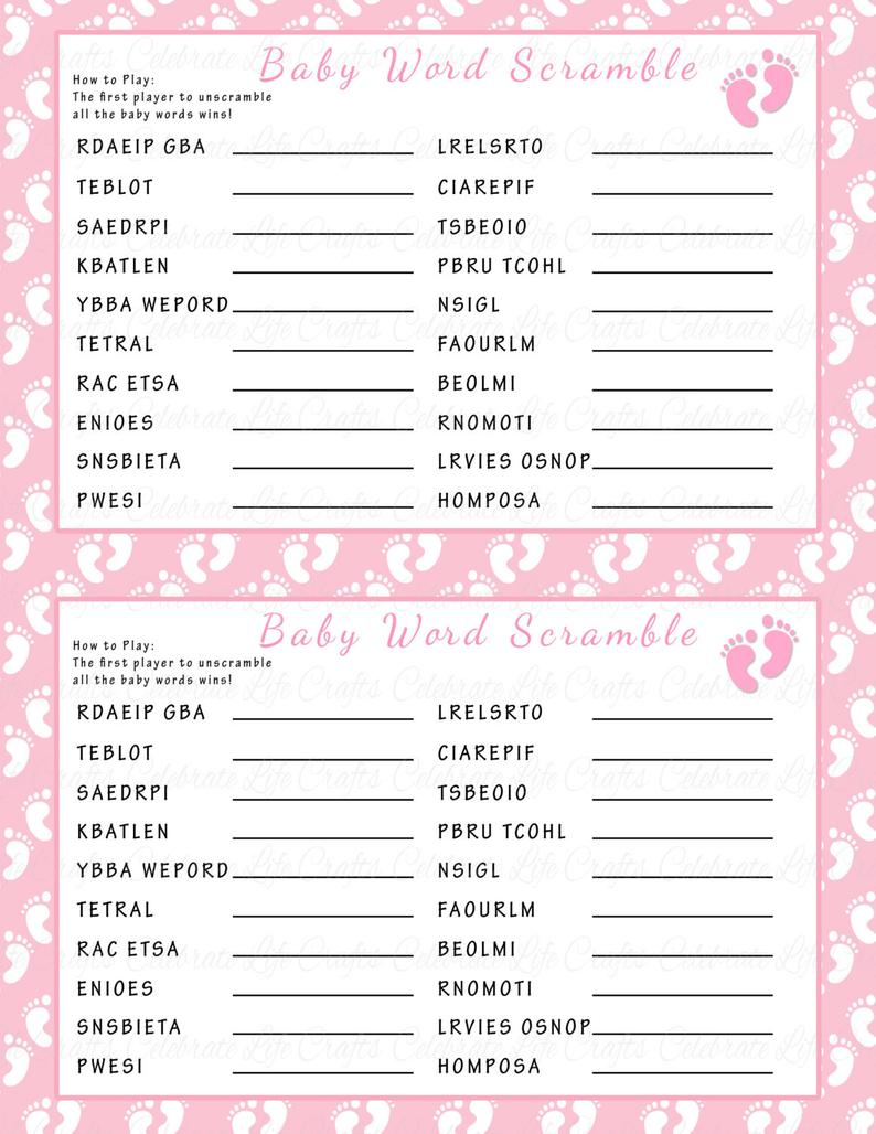 Baby Shower Word Scramble Game Printable Baby Shower Games | Etsy - Free Printable Baby Shower Games Word Scramble