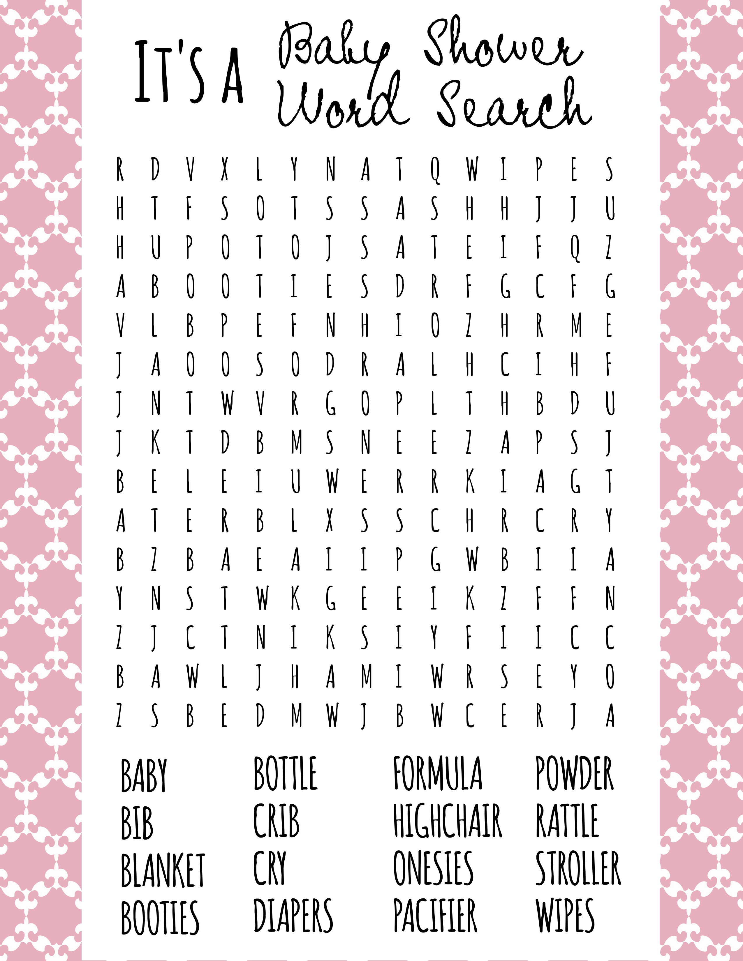 Baby Shower Word Search - Frugal Fanatic - Free Printable Baby Shower Games Word Scramble