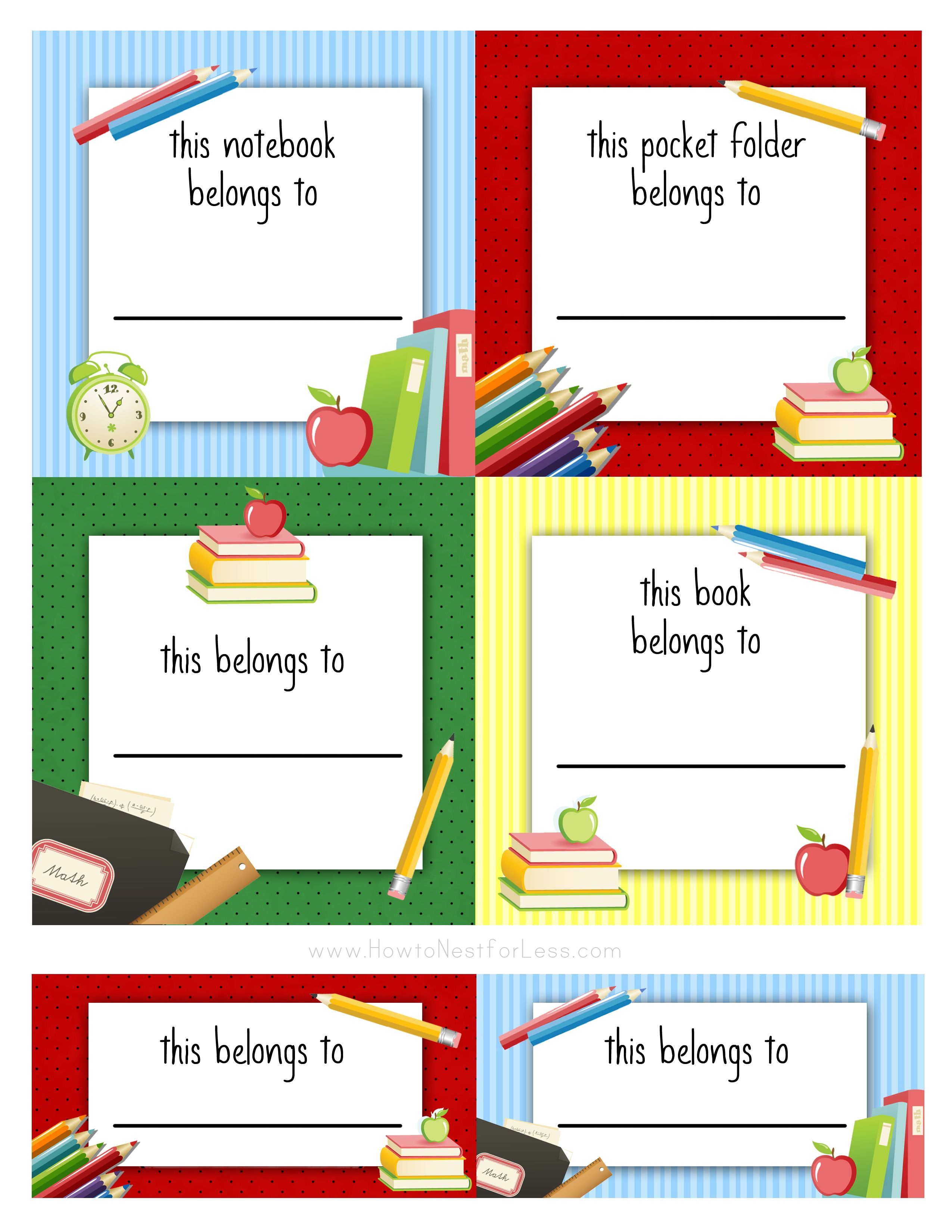 Back To School Labels For Kids | Frame And Border | Pinterest - Free Printable Name Tags For School Desks