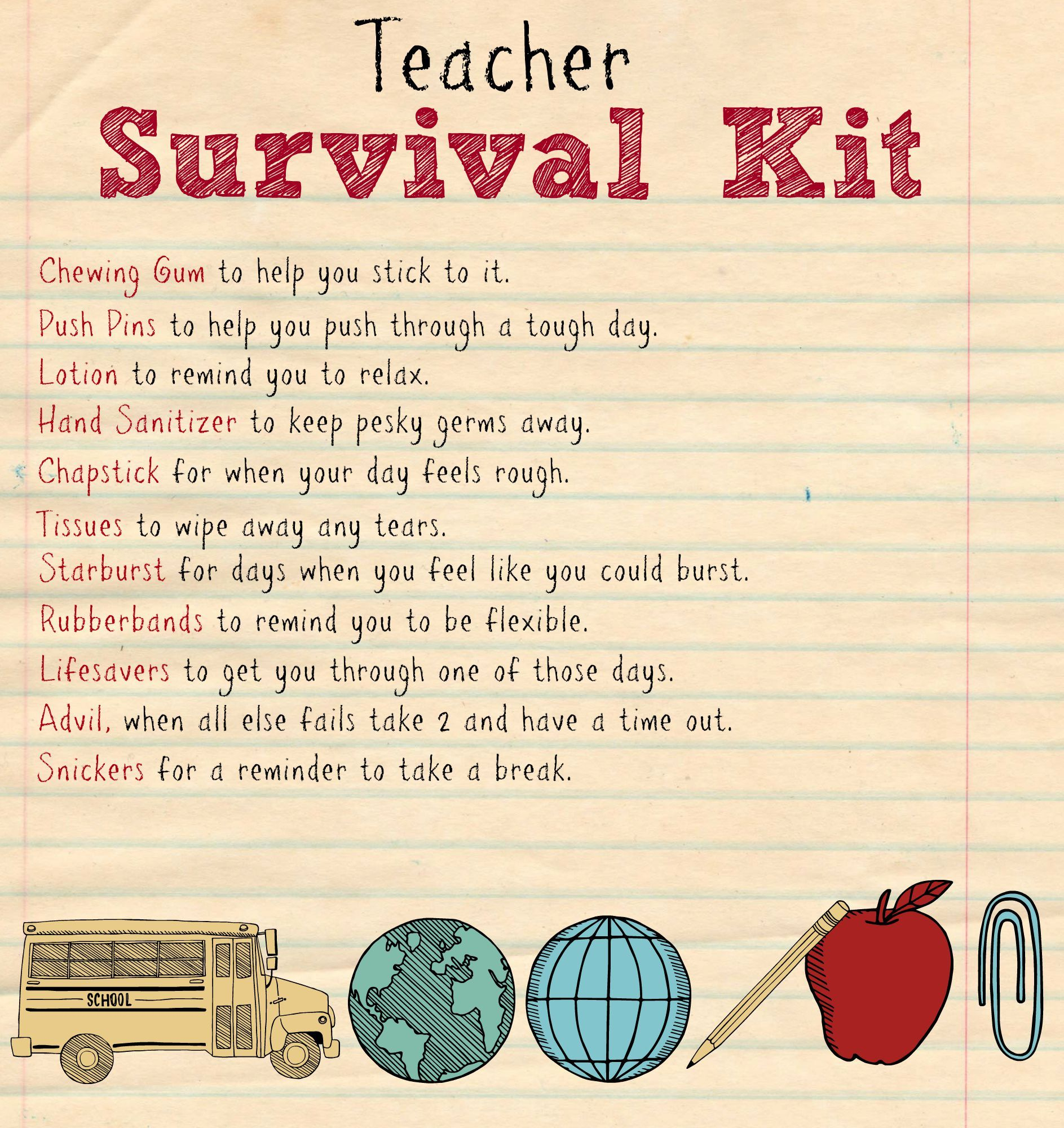 Back To School Teacher Supply Kit | Survival Kit | Survival Kit For - Teacher Survival Kit Free Printable