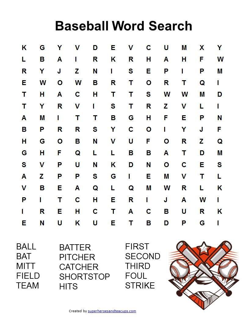 Baseball Word Search Free Printable - Free Printable Word Puzzles