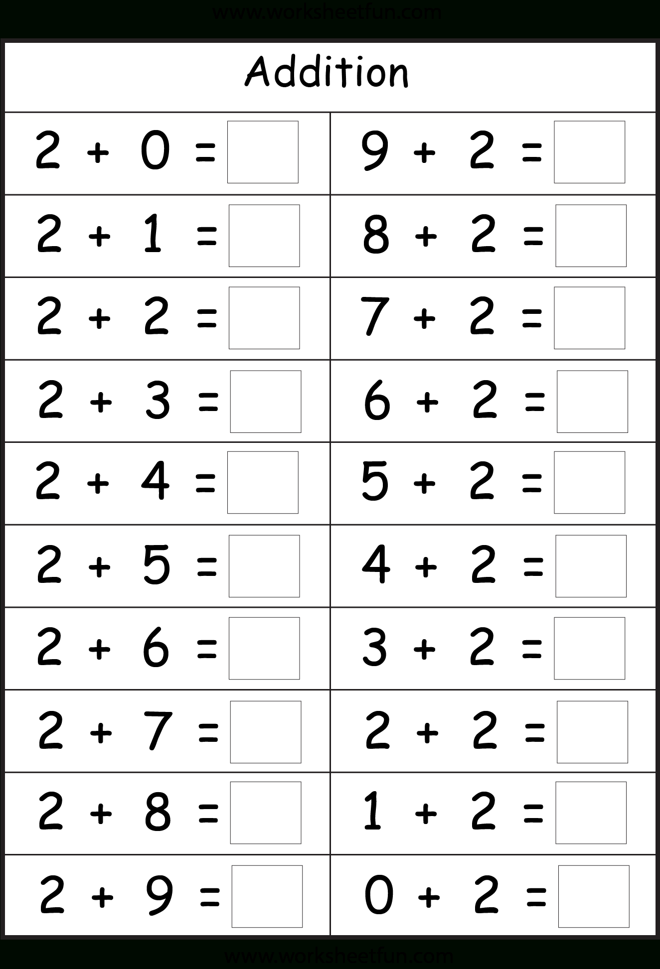Basic Addition Facts – 8 Worksheets / Free Printable Worksheets - Free Printable Preschool Addition Worksheets