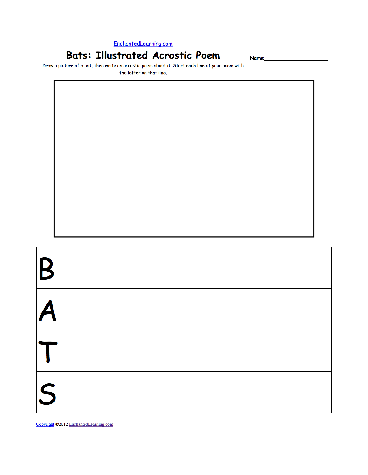 Bats At Enchantedlearning - Free Printable Bat Writing Paper