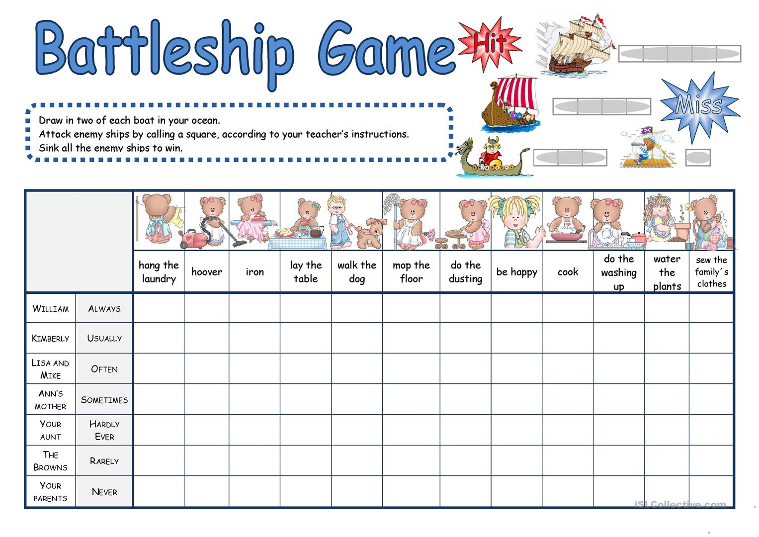Battleship Game Worksheet - Free Esl Printable Worksheets Made - Free Printable Battleship Game