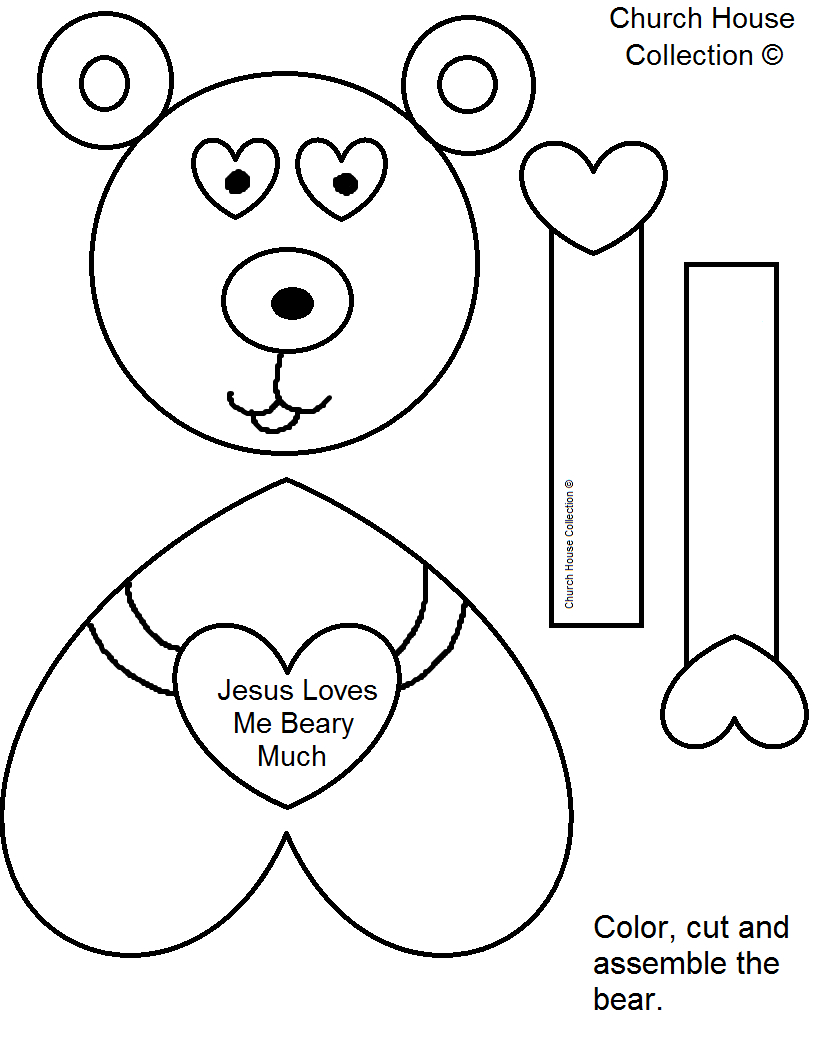 Bear Valentine Craft Jesus Loves You Beary Much - Free Printable Bible Crafts