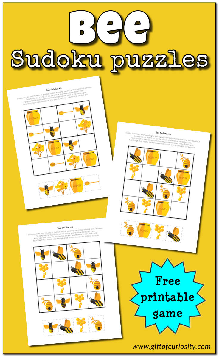 Bee Sudoku {Free Printable} - Gift Of Curiosity - Free Printable Critical Thinking Puzzles