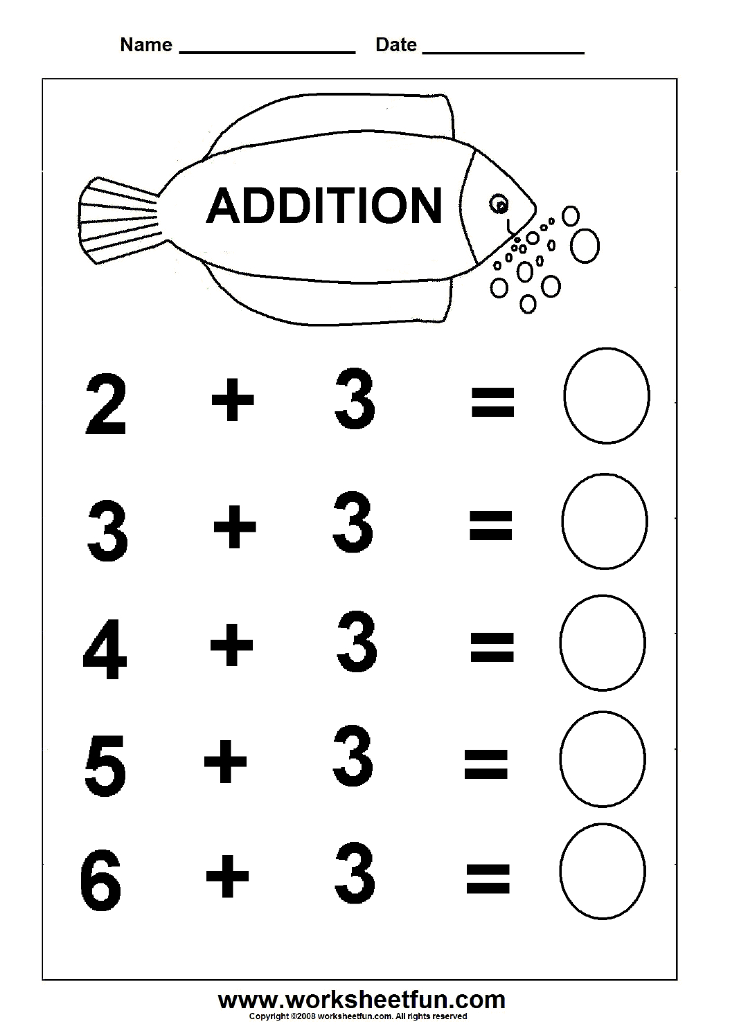 Beginner Addition – 6 Kindergarten Addition Worksheets / Free - Free Printable Time Worksheets For Kindergarten