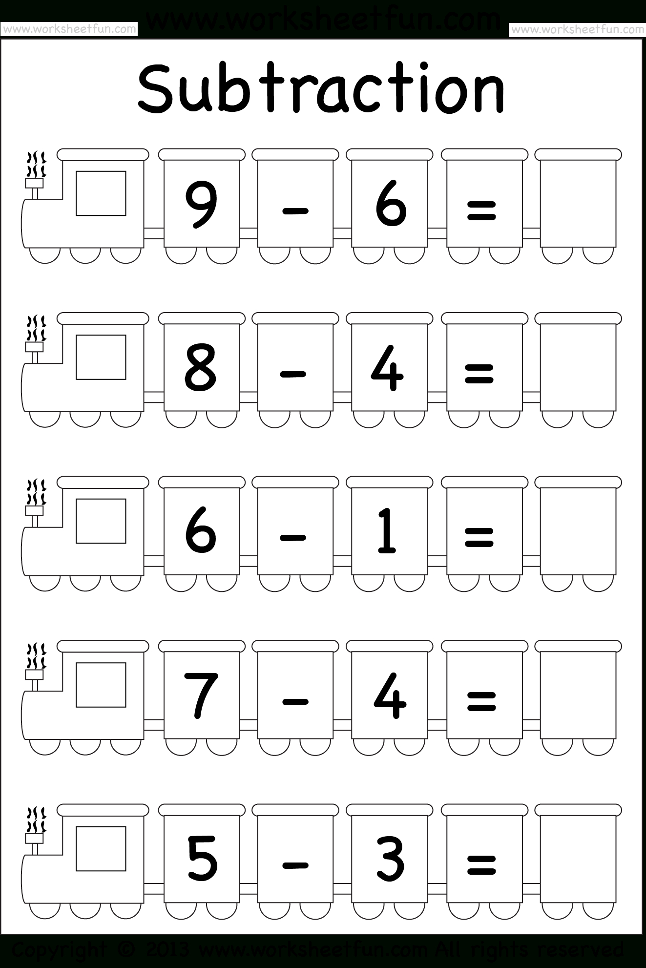 Beginner Subtraction – 5 Kindergarten Subtraction Worksheets / Free - Free Printable Kindergarten Addition And Subtraction Worksheets
