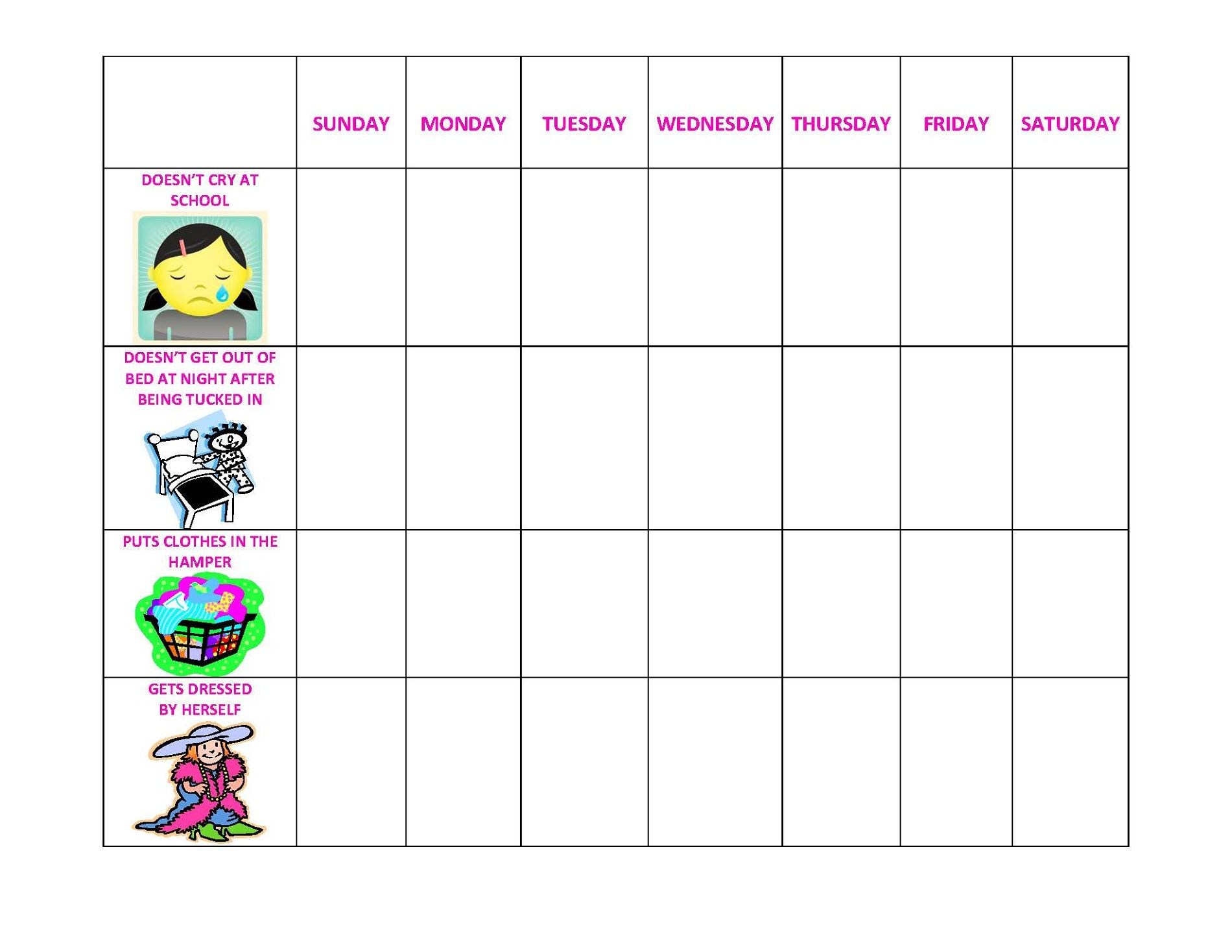 Behavior Charts Printable For Kids | Printable Reward Charts - Free Printable Behavior Charts