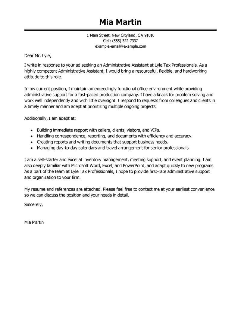 Best Administrative Assistant Cover Letter Examples | Livecareer - Administrative Professionals Cards Printable Free