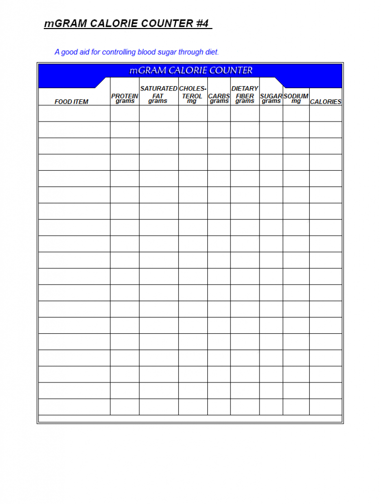 Free Printable Calorie Counter Sheet | Free Printable