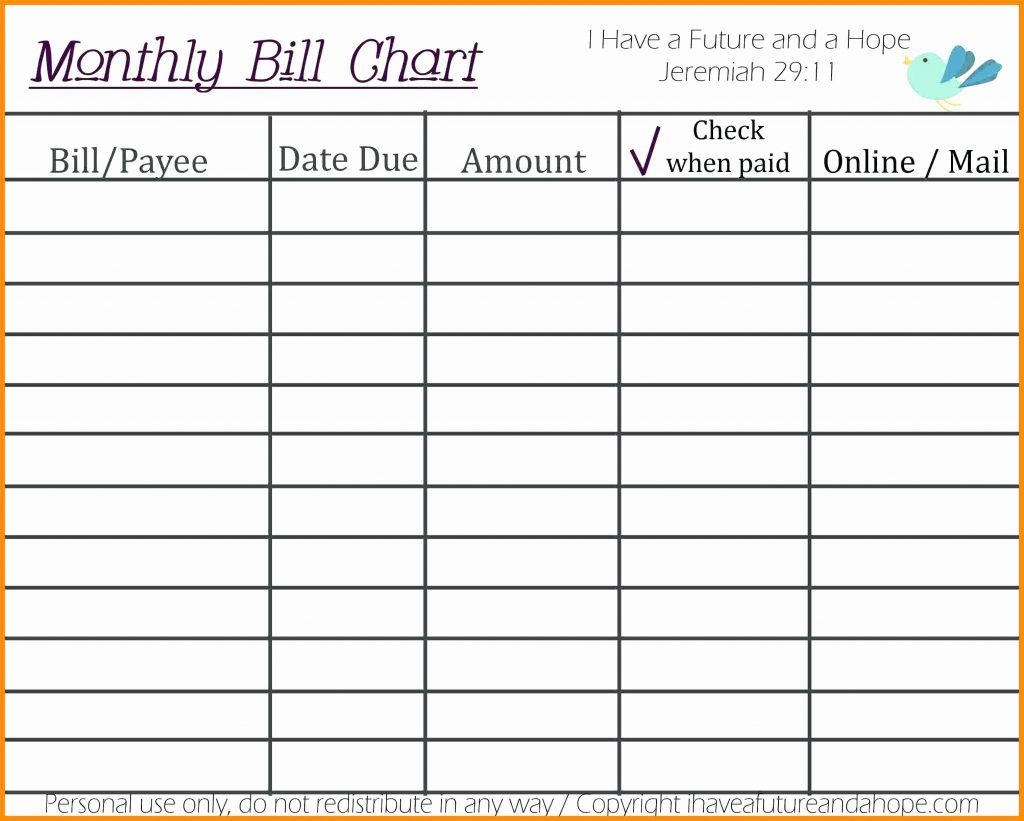 Bill Pay List Printable Paying New Chart Free Template Samples Word - Free Printable Bill Payment Checklist