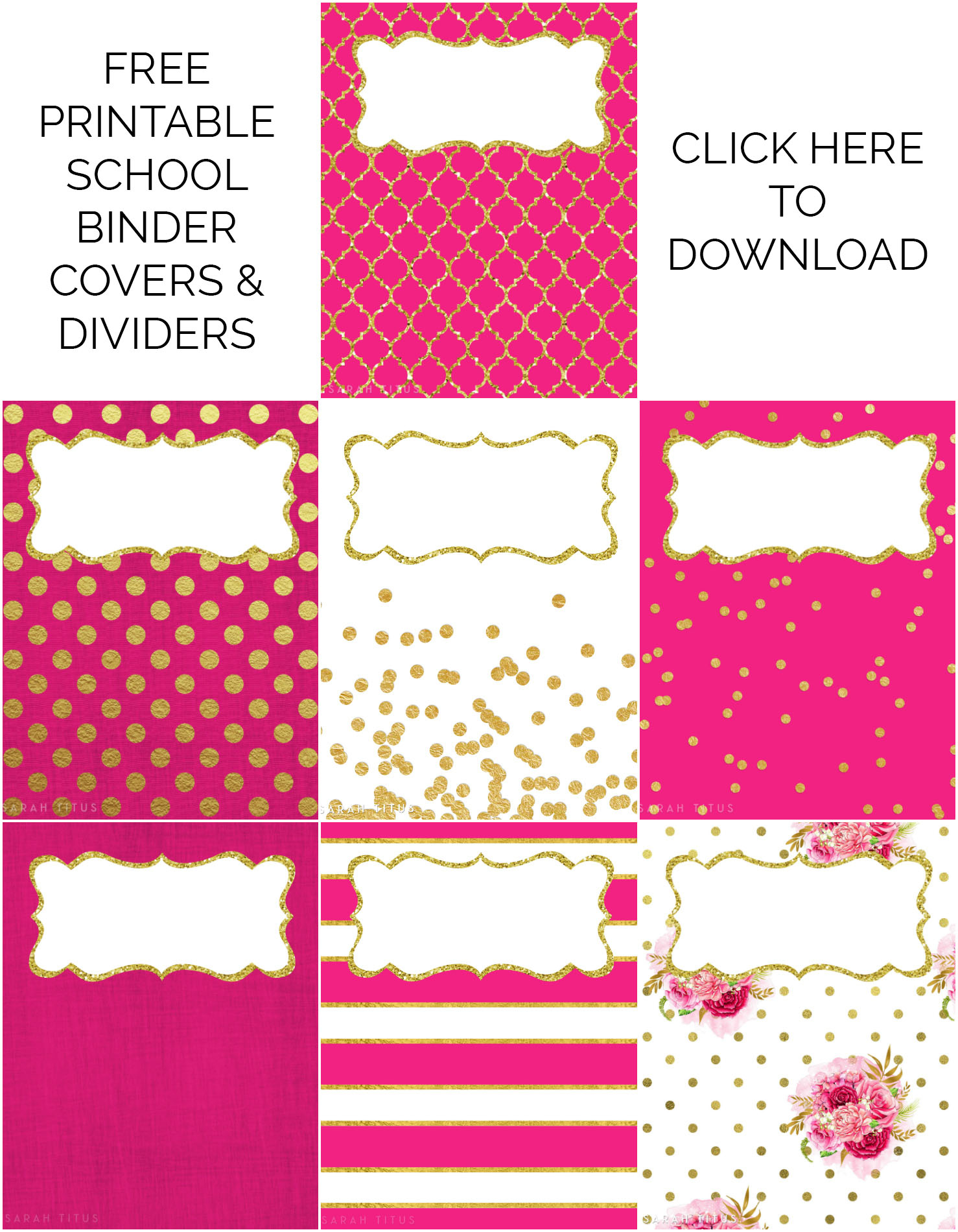 Binder Covers / Dividers Free Printables - Sarah Titus - Free Printable Binder Covers