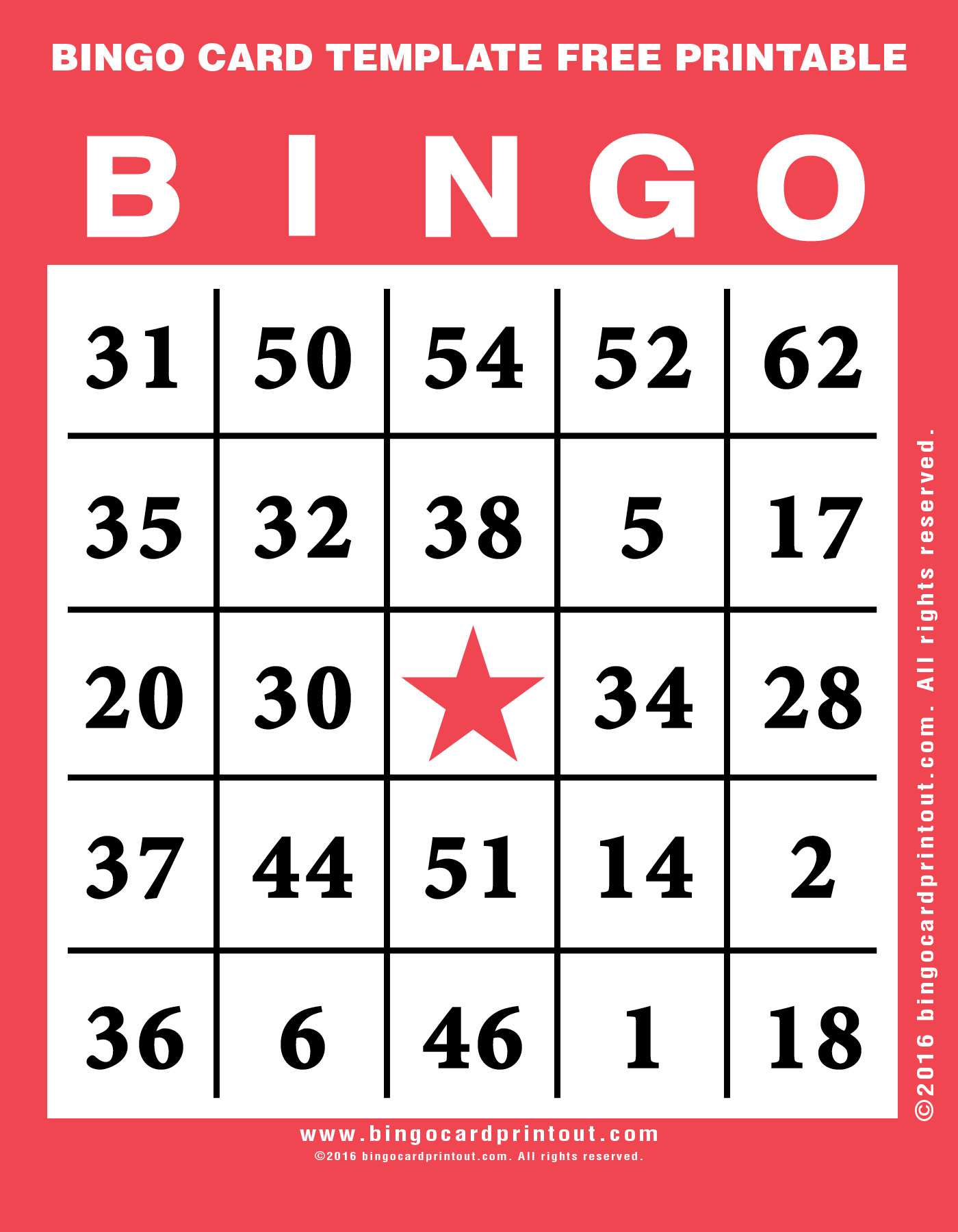 Bingo Card Template Free Printable - Bingocardprintout - Printable Bingo Template Free
